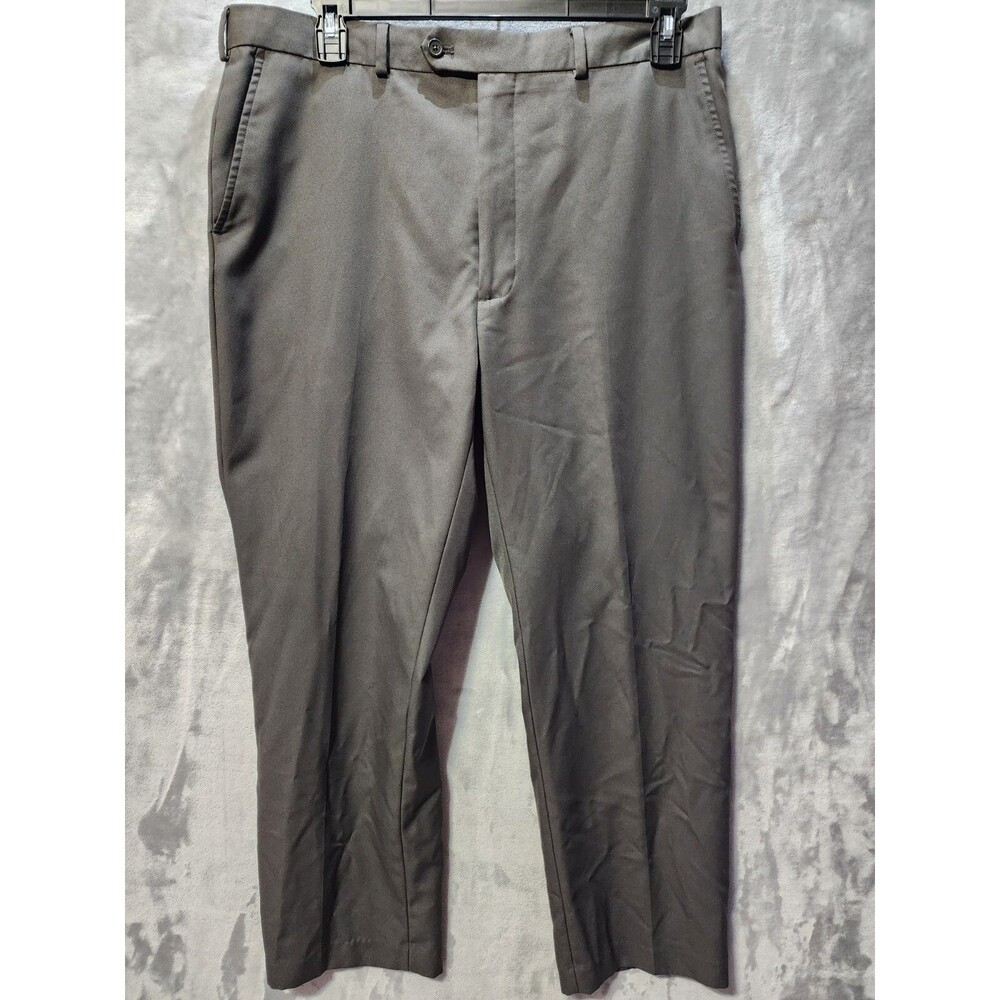 Adolfo Dress Flat Front Pants Mens 38x30 Gray Preppy Classic
